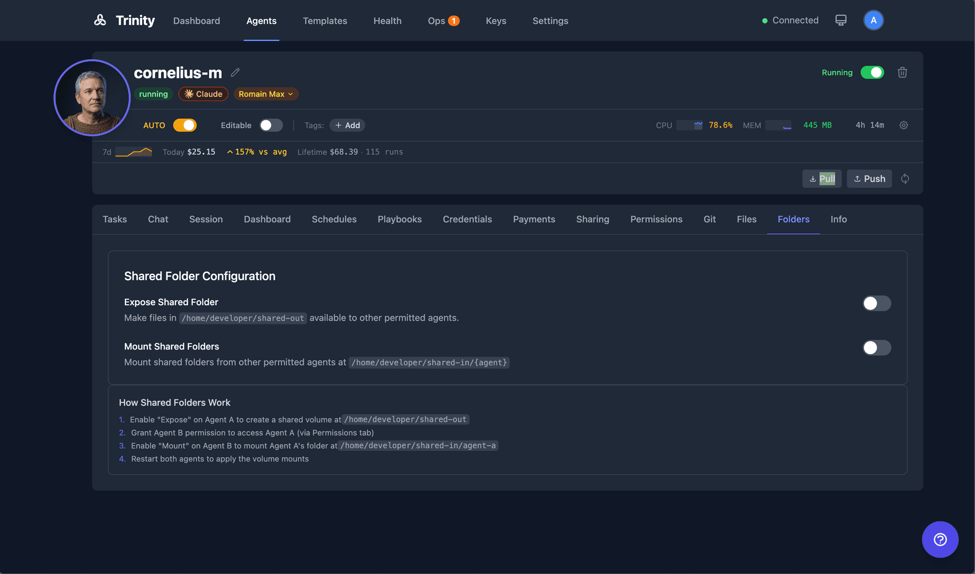 Shared folder configuration with Expose and Consume toggles