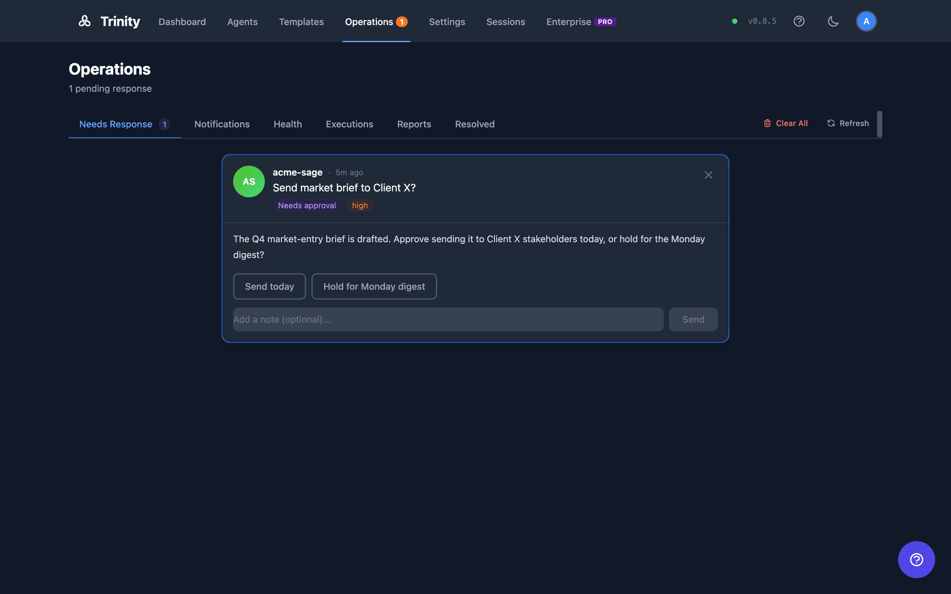 Trinity Operations page